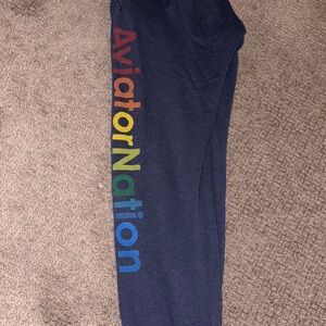 Aviator Nation Womens/Mens Navy Rainbow Logo Sweatpants